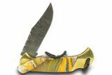 Pocket Knife with Bumblebee Jasper Inlays & Matching Base #370787-4